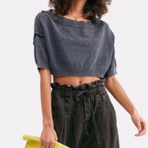 Free People sandcastle cropped sweater top.